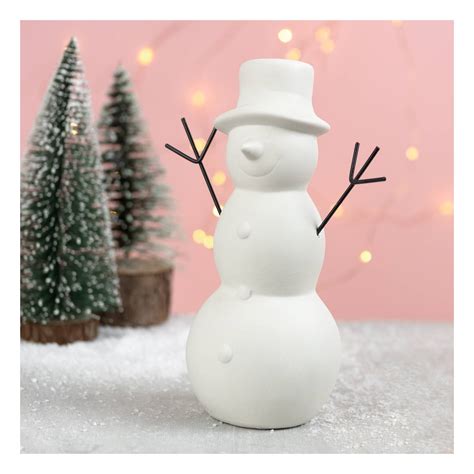 Ceramic Standing Snowman Decoration 18cm Hobbycraft