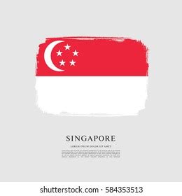 Flag Singapore Brush Stroke Background Stock Vector Royalty Free