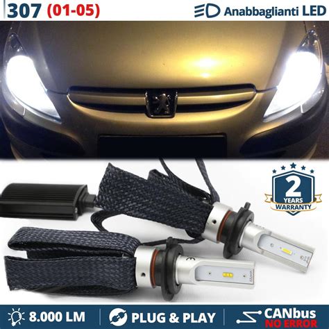 Kit LED H7 Pour Peugeot 307 01 05 Feux De Croisement CANbus 6500K