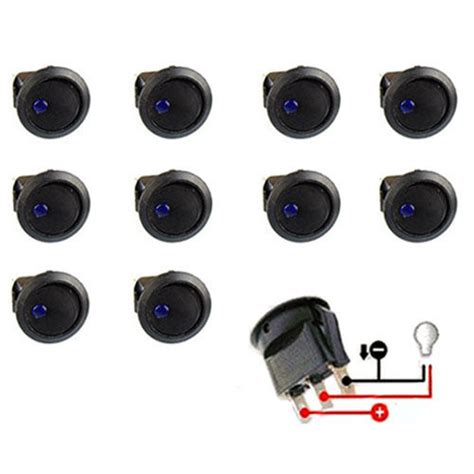 Купить пользу новых 12v 10шт рокер тумблер синий светодиод включения ...