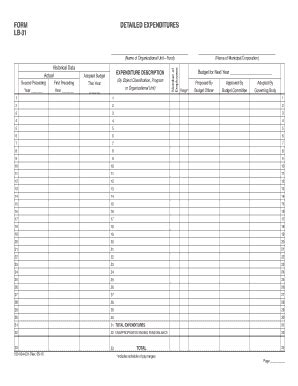 Fillable Online Detailed Expenditures Form Lb Fax Email Print