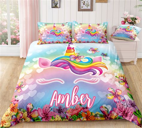 Personalized Custom Flower Unicorn Lash Bedding Set Unilovers