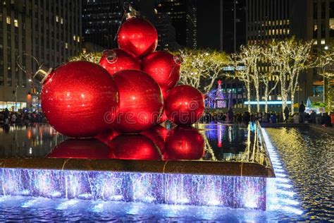 Christmas Decorations Near New York City Landmark Radio City Music Hall