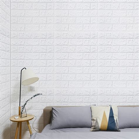 A06005 Art3d 30 Pcs 3d Brick Wallpaper Foax Foam Brick Wall In White 43 5sq Ft