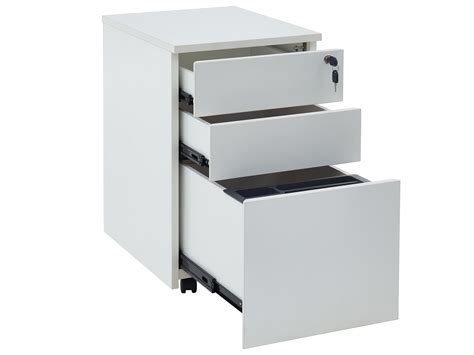 Caisson De Bureau Mobile Professionnel 3 Tiroirs Avec Serrure Blanc