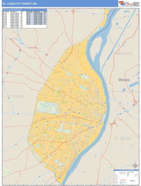 Zip Code Map St Louis | Color 2018