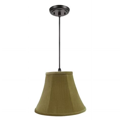 Aspen Creative Corporation 1 Light Oil Rubbed Bronze Pendant With Brown Green Bell Fabric Shade