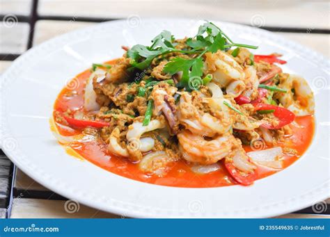 Stir Fried Seafood In Curry Powder Stir Fried Squid In Yellow Curry Or