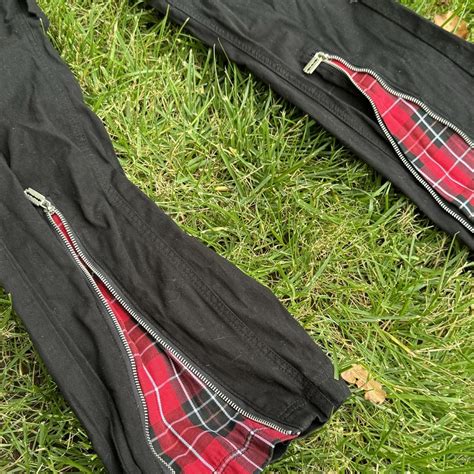 Hot Topic Emo Alternative Black Plaid Zipper Depop