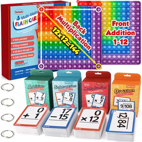 Buy Torlam Math Flash Cards Pop Board Fidget Multiplication Flash