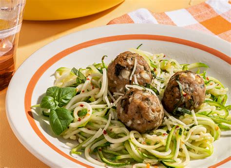 Turkey Meatballs With Garlic Zucchini Noodles Crunch