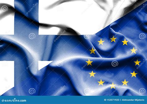 Waving Flag Of European Union And Finland Stock Photo Image Of