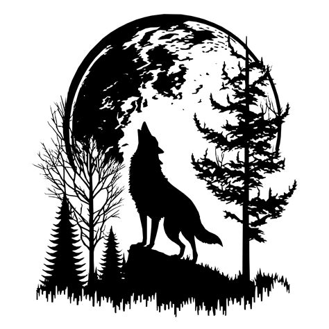 Wolf Howling At Moon Svg File For Cricut Silhouette Laser