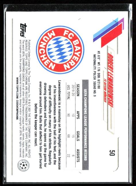 Robert Lewandowski Topps Chrome Uefa Pink Wave Fc Bayern