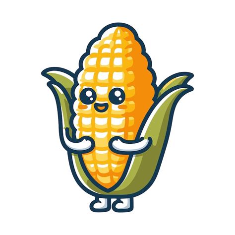 Premium Vector | A cartoon corn on the cob with a funny face