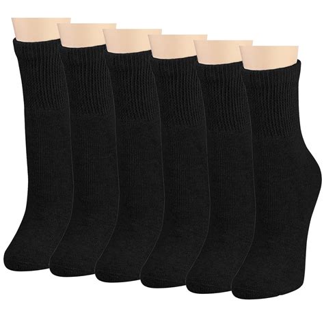 Falari 6 Pack Women Diabetic Quarter Socks For Diabetes Edema And Circulatory Loose Fitting