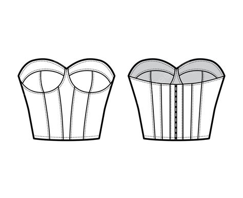 Technical Fashion Illustration Of A Slimfitting Bustier Lingerie With