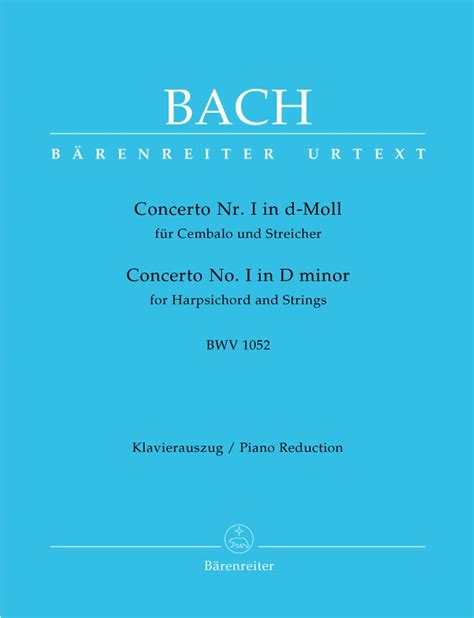 Barenreiter Bach Js Concerto N°1 En Re Mineur Bwv 1052 Clavecin