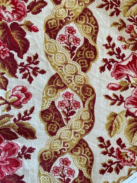 Antique Curtain French Fabric 1860s Cotton Simulated Etsy