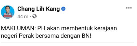 Pengerusi PKR Dakwa PH BN Bentuk Kerajaan Negeri Perak Isu Semasa