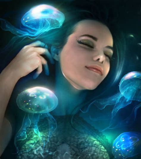 Dreaming Of Jellyfish By ElenaDudina Digital Art Girl Art Mermaid Art