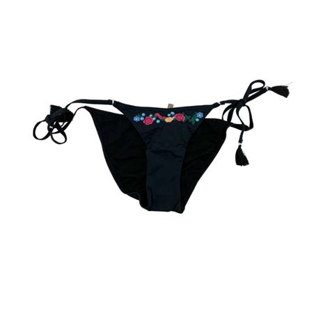 Sunseeker Womens Black Tie Side Hipster Bikini Bottom Size