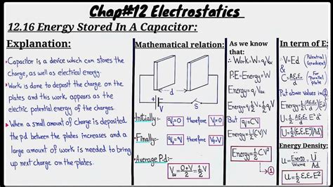 1216 Energy Stored In A Capacitor Youtube