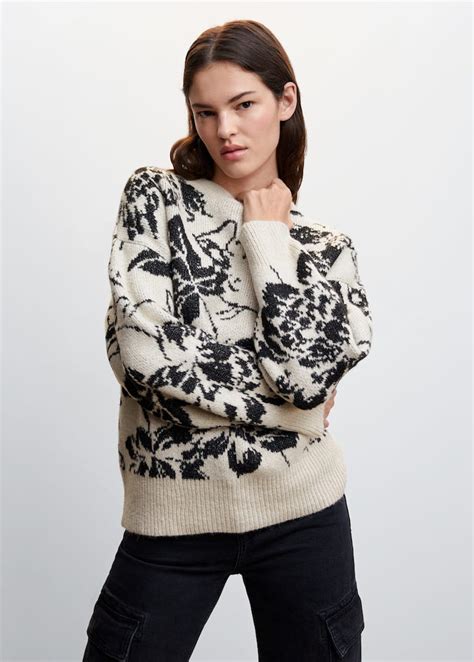 Flowers Knit Sweater Women Mango Usa