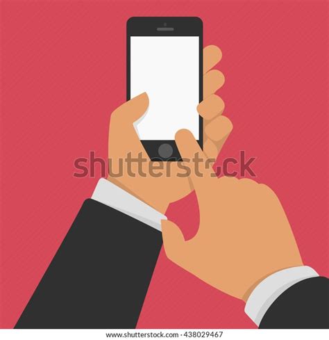 Vector Illustration Hand Holding Black Smartphone Stock Vector Royalty Free 438029467