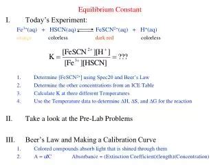 PPT Exp 14B Determining An Equilibrium Constant PowerPoint