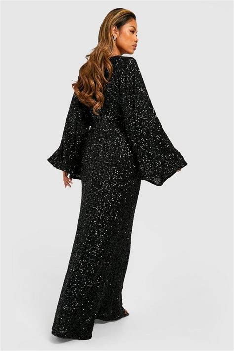 Dresses Sequin Angel Sleeve Maxi Dress Boohoo