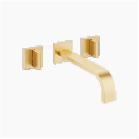 Mem Brushed Durabrass Kt Gold Washbasin Faucets Wall Mounted Three