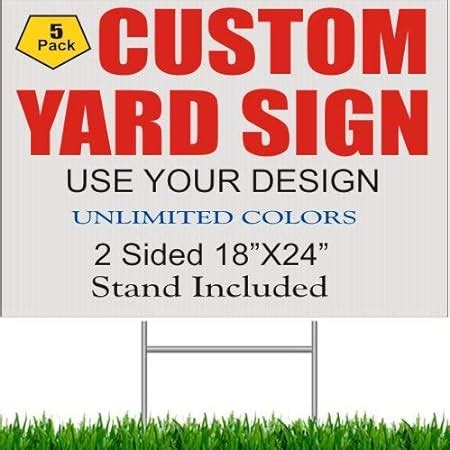 Amazon 5 PACK GSP 18X24 CUSTOM PRINTED Yard Signs Personalized