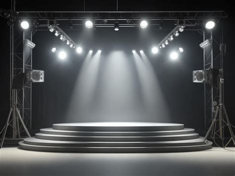 Premium Photo Empty Stage With Lighting Equipment On A Stage