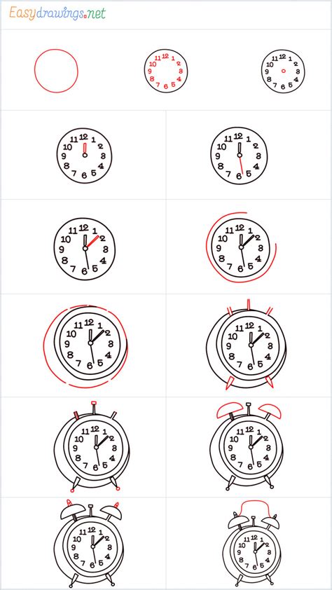 How To Draw A Clock Step By Step 13 Easy Phase Video