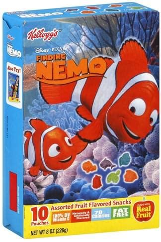 Kelloggs Disney Pixar Finding Nemo, Assorted Fruit Flavored Snacks - 8 oz, Nutrition Information ...