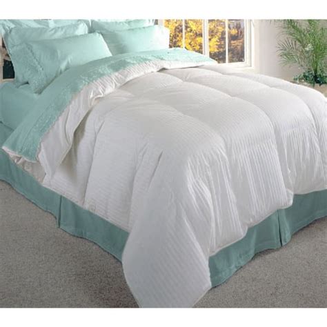 Damask Stripe 600 Thread Count Siberian White Down Comforter Bed Bath