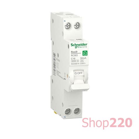 R9D88616 Schneider купить одномодульный дифавтомат 16А, 30 мА, С, тип А ...