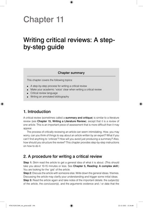 Pdf Writing Critical Reviews A Step By Step Guide