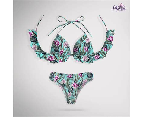 Women Bikini Two Piece Swimsuit Floral Swimwear LOTUS Swimwear Made From Recycled Plastic