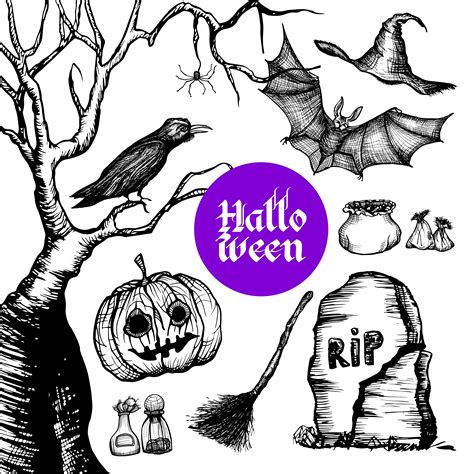 Halloween Hand Drawn Set 466425 Vector Art At Vecteezy