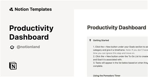 Productivity Dashboard Template | Notion Marketplace