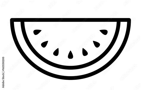 Watermelon Fruit Slice Or Cross Section With Seeds Line Art Vector Icon