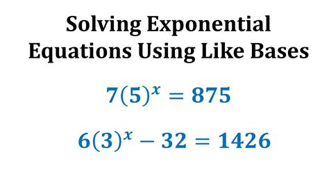 Ex 5 Solve Exponential Equations Using Like Bases No Logarithms