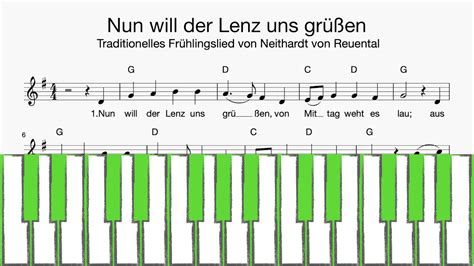 Klavier Nun will der Lenz uns grüßen Klaviatur Melodie Akkorde