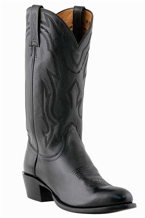 Lucchese Mens Lone Star Calfskin Black Cowboy Boots Boots Black