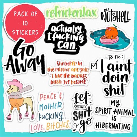 10 Sticker Pack Motivational Stickers Adult Stickers Etsy