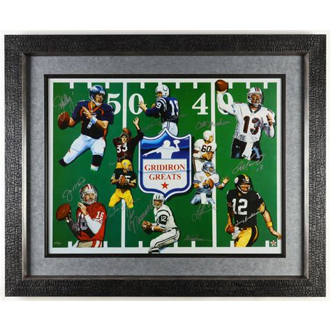 Gridiron Greats LE Custom Framed Photo Signed By 10 With Bart Starr