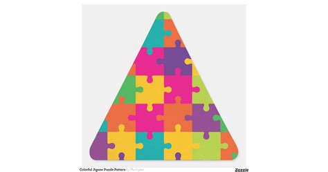 Colorful Jigsaw Puzzle Pattern Triangle Sticker | Zazzle