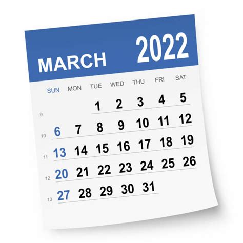 March 2022 Calendar Clip Art